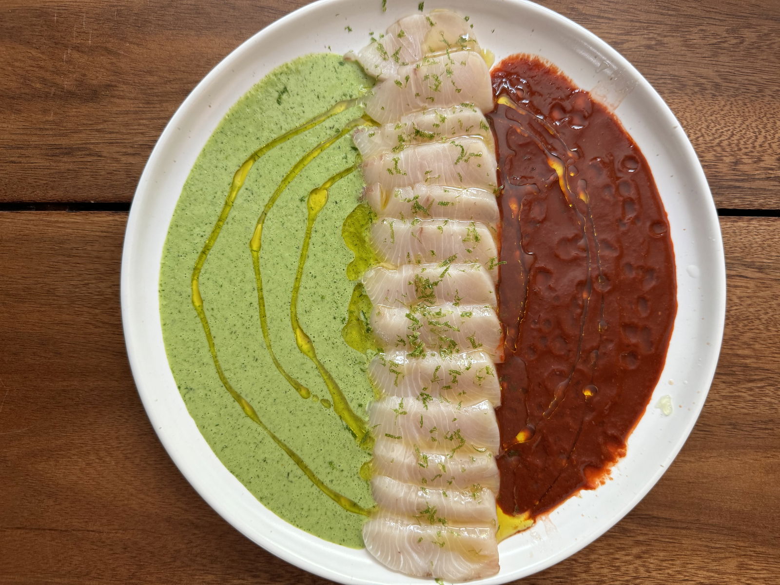 Image of Yellowtail Aguachile with Ancho Chile + Lemon Coconut Herb Sauce