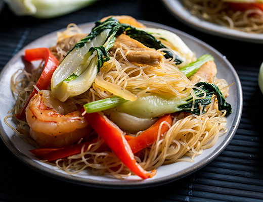 Image of Vermicelli Rice Noodles with Choy Sum