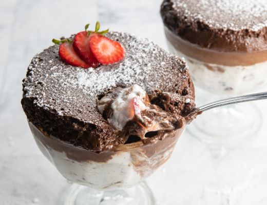 Image of Strawberry-Topped Chocolate Soufflé