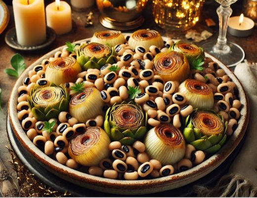 Image of Sautéed Blackeyed Peas with Pearl Onions and Baby Artichokes