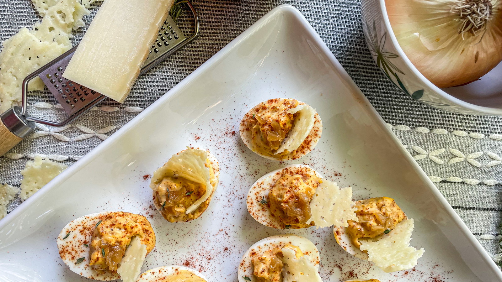 Image of French Onion Deviled Eggs 