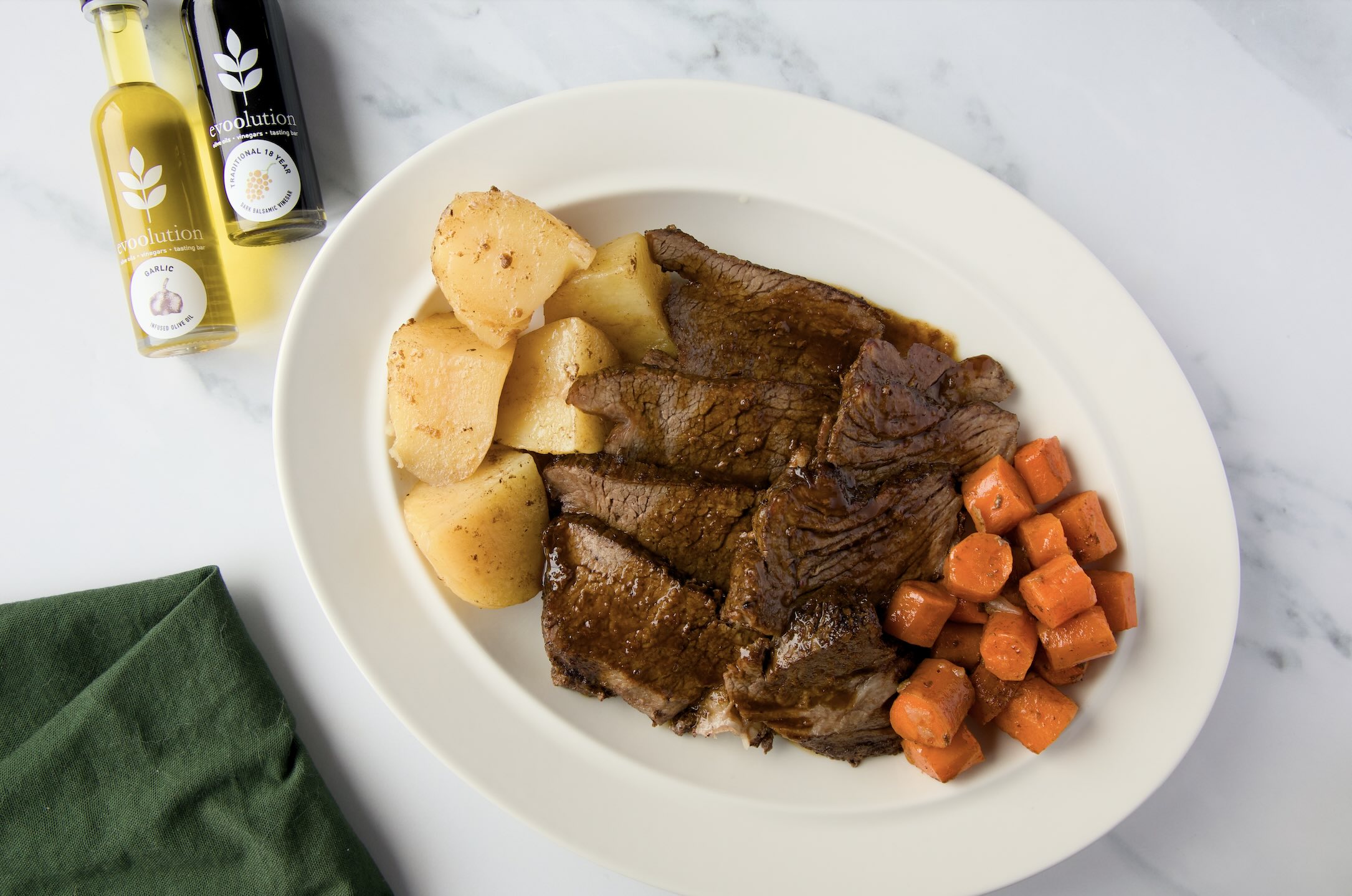 Image of Pot Roast with Garlic Olive Oil and Traditional 18 Year Balsamic