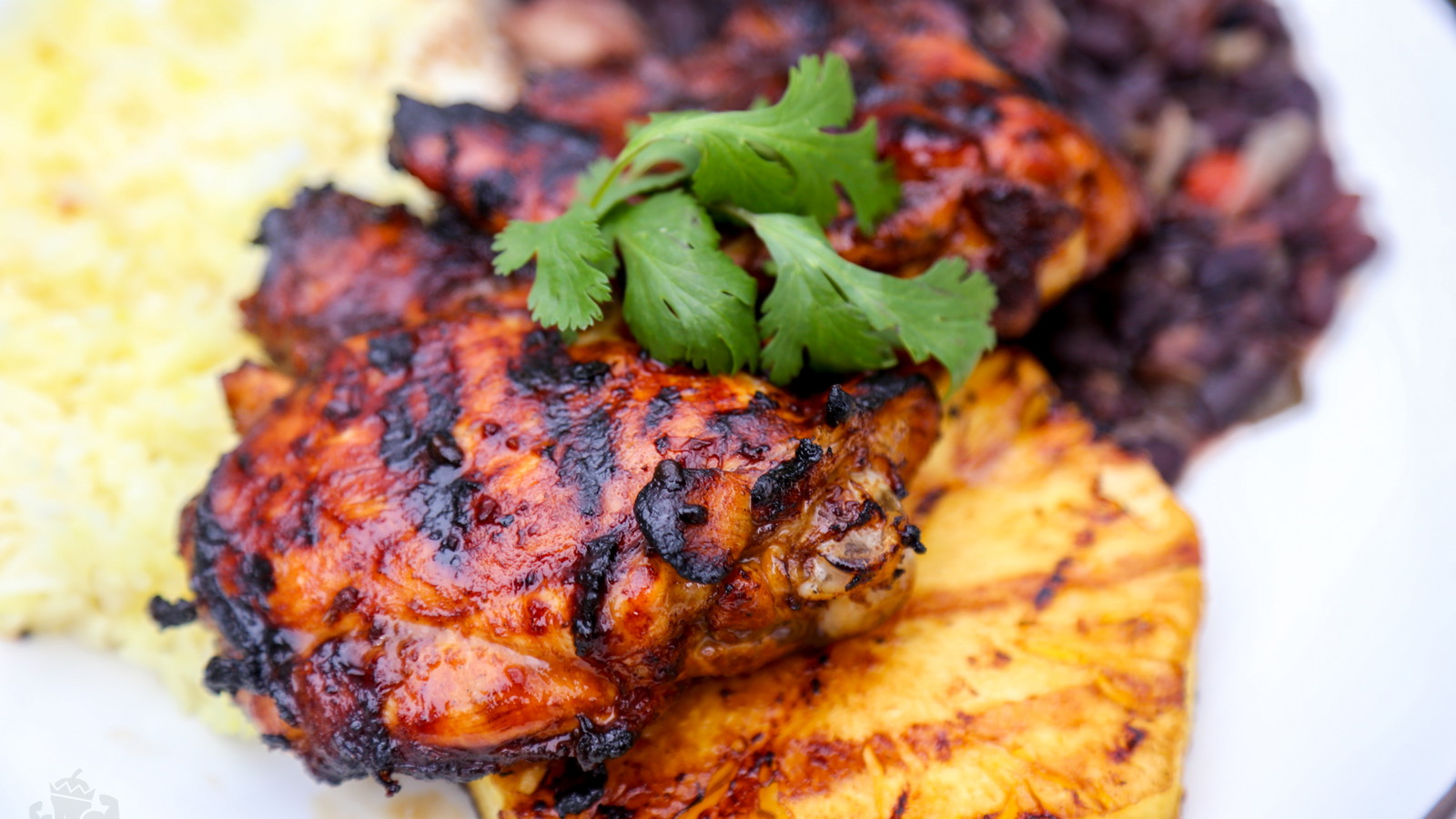 Image of Serrano Pineapple Plantain Grilled Chicken Thighs