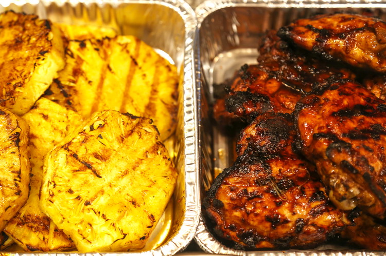 Image of Once marinated, Brush the pineapple with the reserved marinade and fire up the grill. A medium hot grill works best here. Grill the thighs and pineapple until the chicken hits 160 degrees inside, turning often and keeping an eye on...
