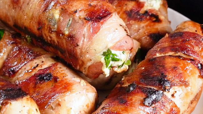 Bacon Wrapped Stuffed Chicken Breast by PlugNGrill Turbo E 