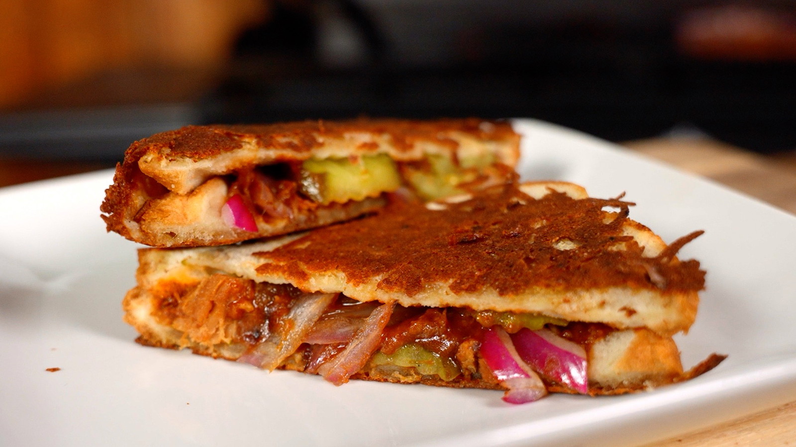 Image of Pulled Pork Inside-Out Grilled Cheese