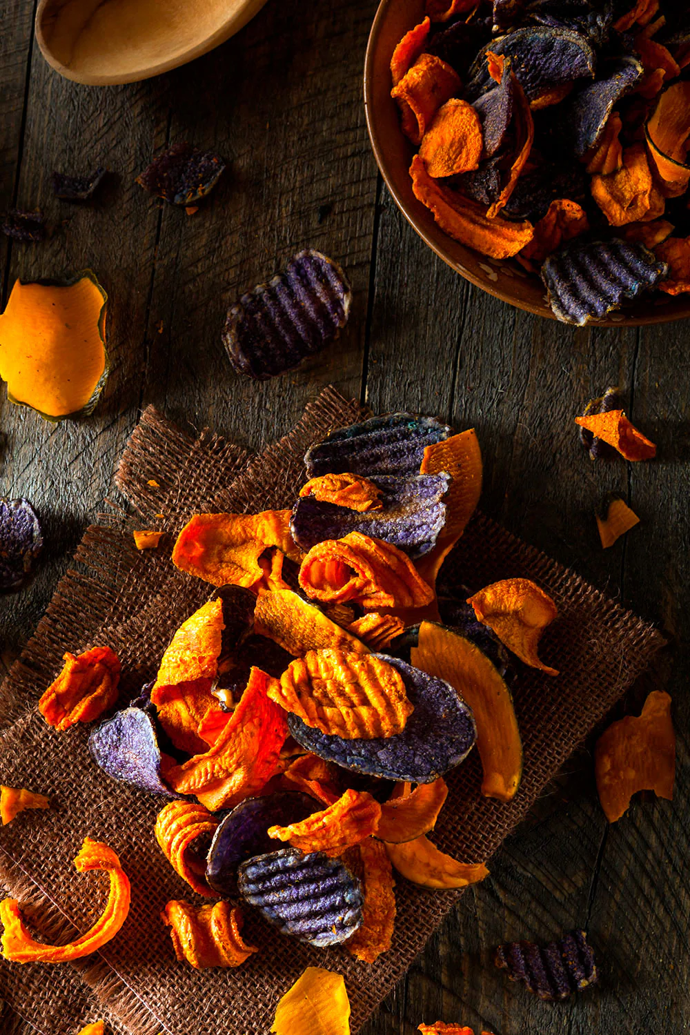 Chips de remolacha y boniato al toque picante