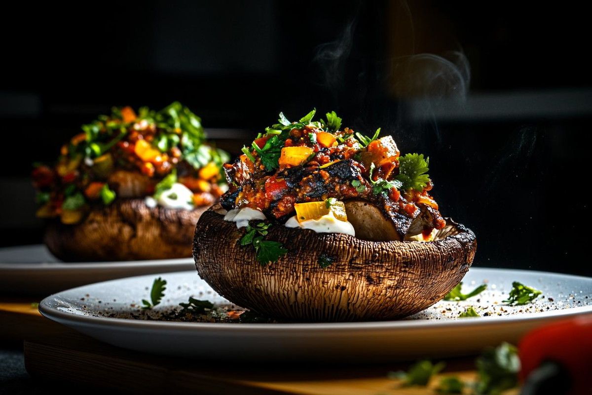 Chili-Stuffed Portobello Mushroom Boats