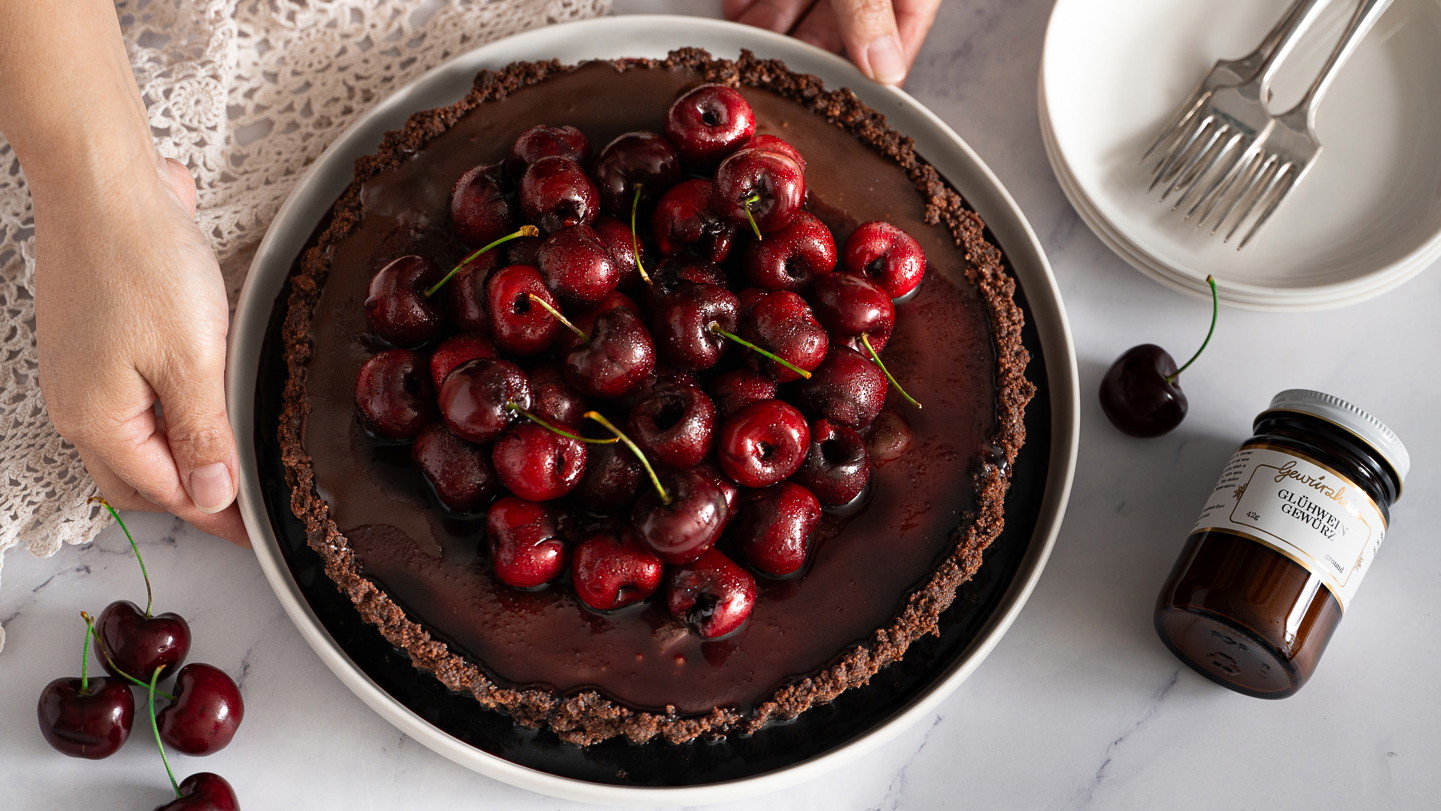 Image of Glühwein Chocolate Cherry Tart