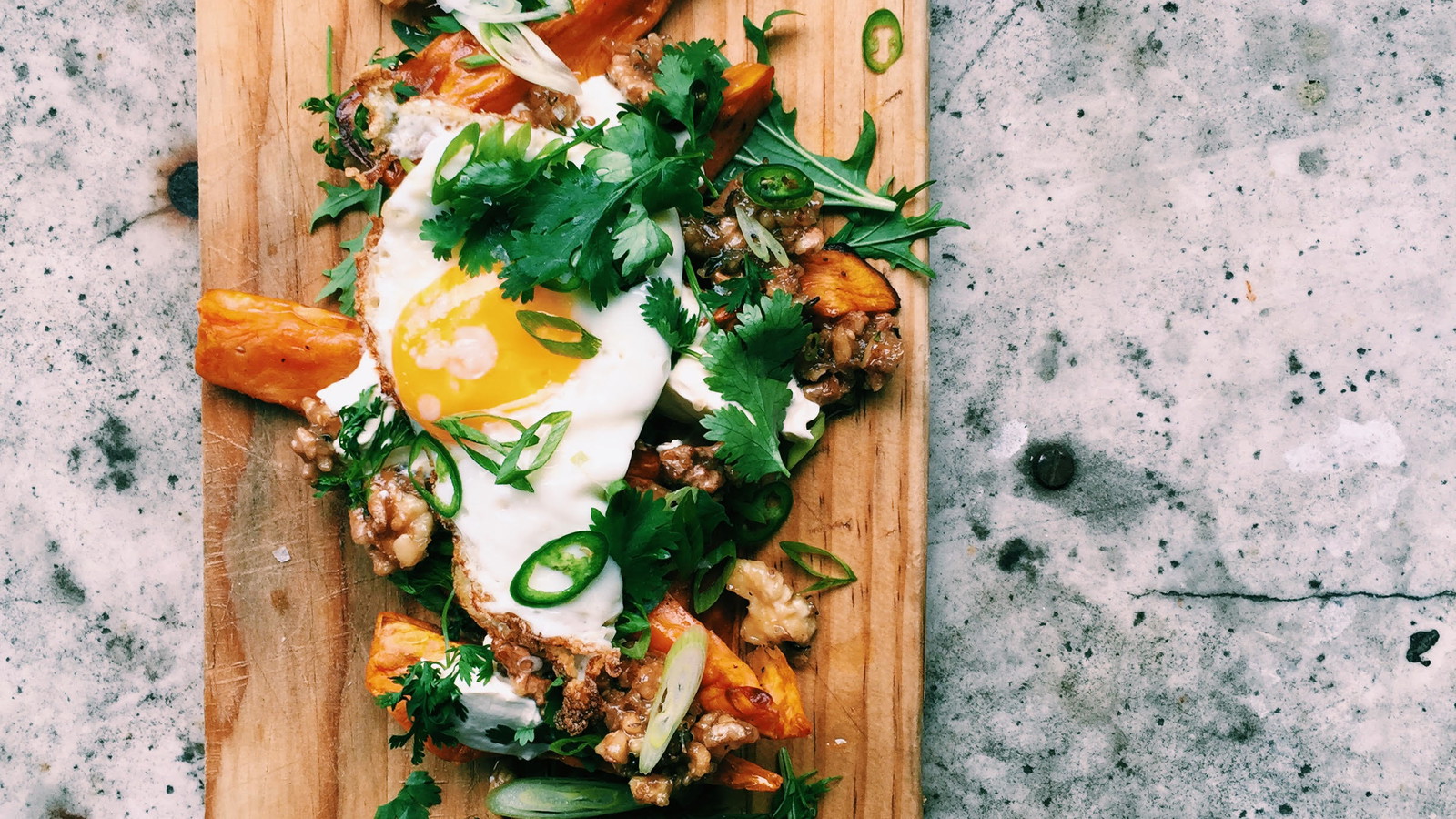 Image of Roasted Sweet Potato with a Crispy Fried Egg