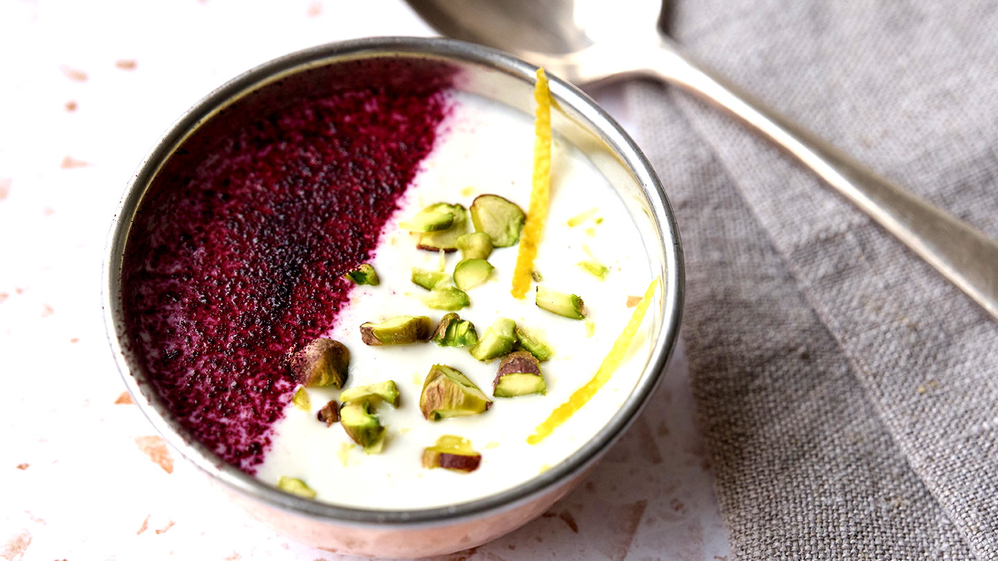 Image of Whipped Ricotta with Honey, Pistachios and Haskapa