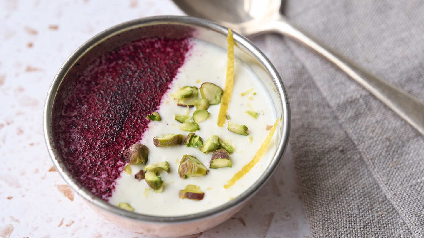 Image of Whipped Ricotta with Honey, Pistachios and Haskapa