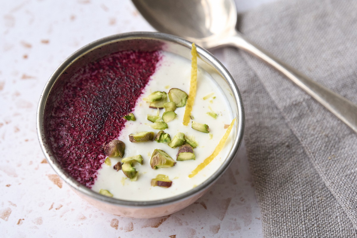Whipped Ricotta with Honey, Pistachios and Haskapa