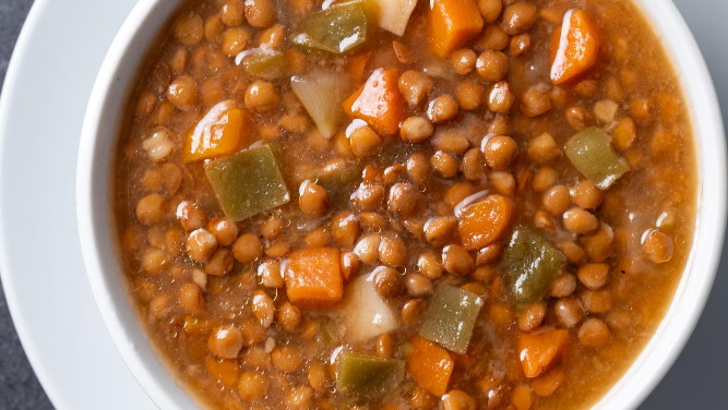 Image of Hearty lentil soup with veggies 