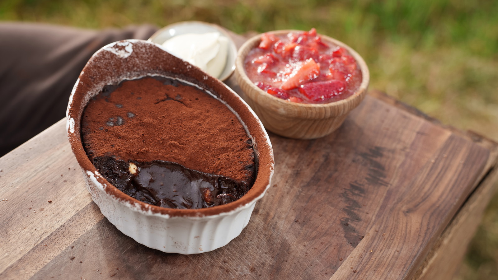 Image of Hazelnut Chocolate Self-Saucing Pudding with Berries