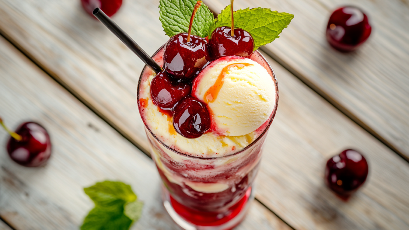 Image of Vegan Cherry Bliss Ice Cream Soda