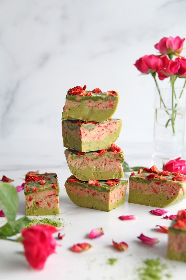 Image of Matcha Strawberry Swirl Freezer Fudge Recipe – A Sweet, Nourishing Treat