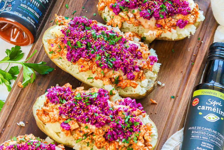 Patates garnies au poulet BBQ