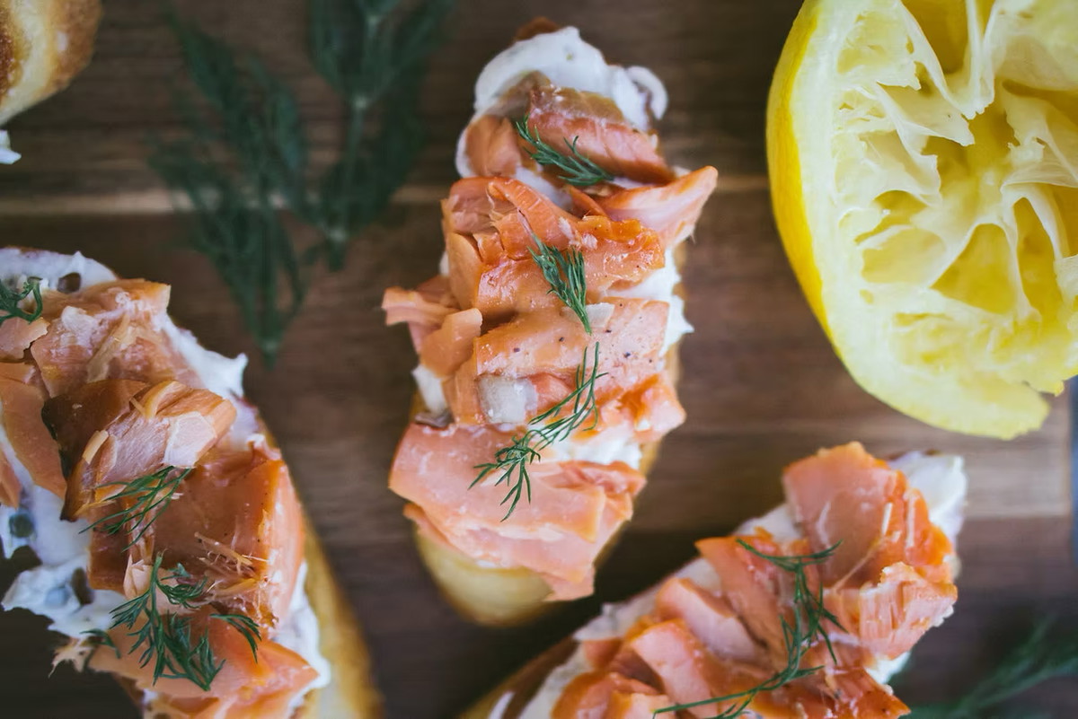 Smoked Coho Bruschetta with Lemon Herb Mascapone