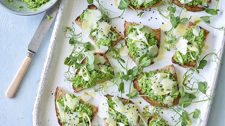 Image of Pea, Mint & Pecorino Bruscetta