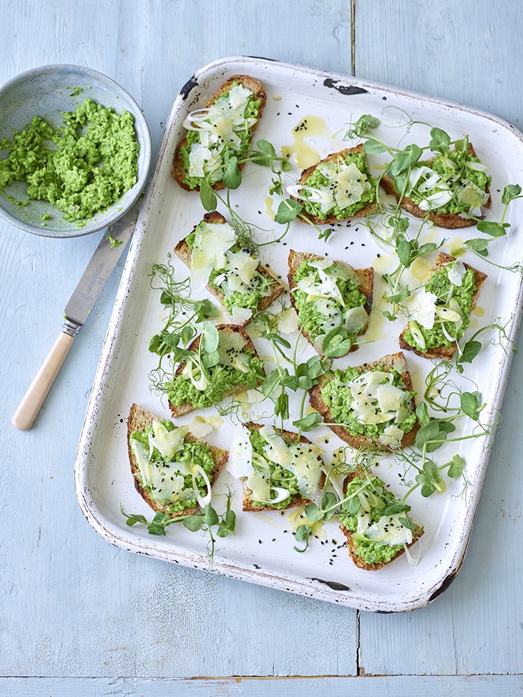 Pea, Mint & Pecorino Bruscetta