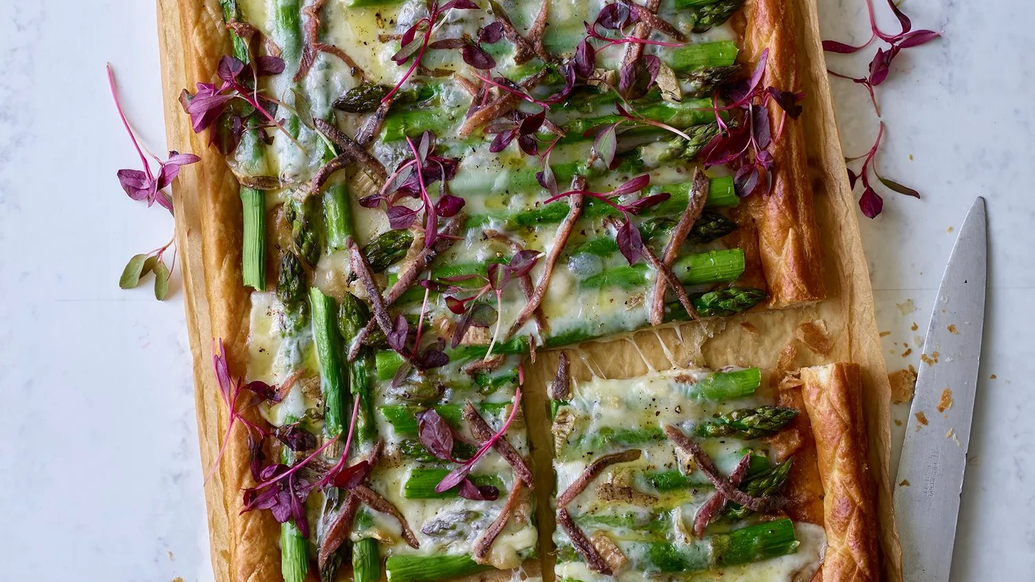 Image of Asparagus, Taleggio & Anchovy Tart