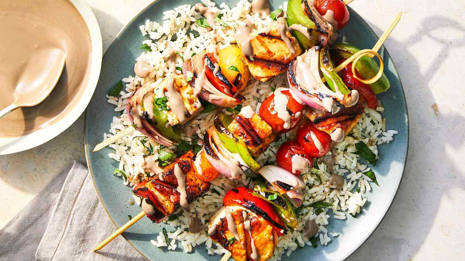 Image of Lactose-Free Halloumi and Vegetable Skewers