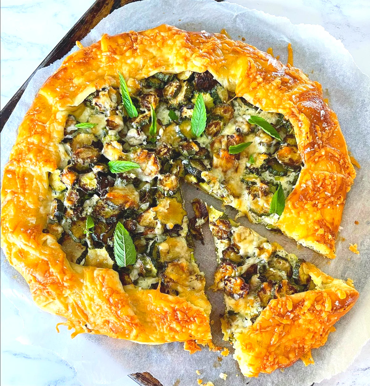 Lemony Courgette, Ricotta, Gruyére & Mint Galette