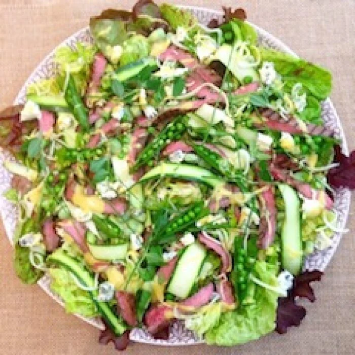 Flat Iron Steak & Blue Cheese Salad With Mustard Dressing