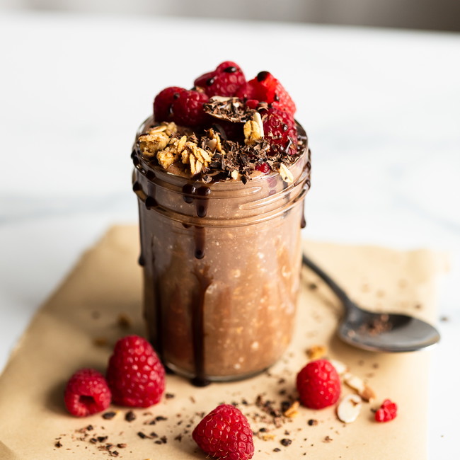 Image of Chocolate Raspberry Protein Overnight Oats