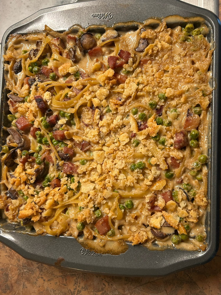 Image of Bake until the casserole is bubbly and the crumbs are golden brown 20 minutes. Allow to rest for 5 minutes before serving, sprinkled with parsley, if you like.