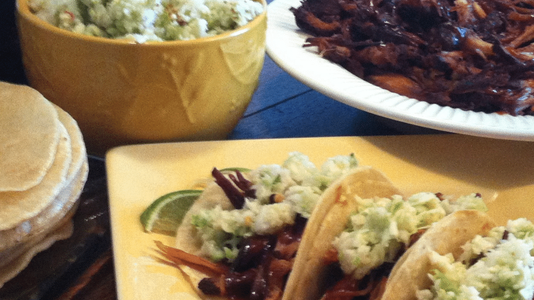 Image of Pulled Pork Tacos with Coleslaw and Lime