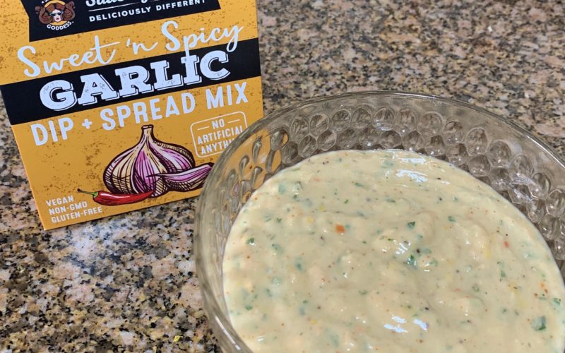 Creamy Garlic Hummus with Basil