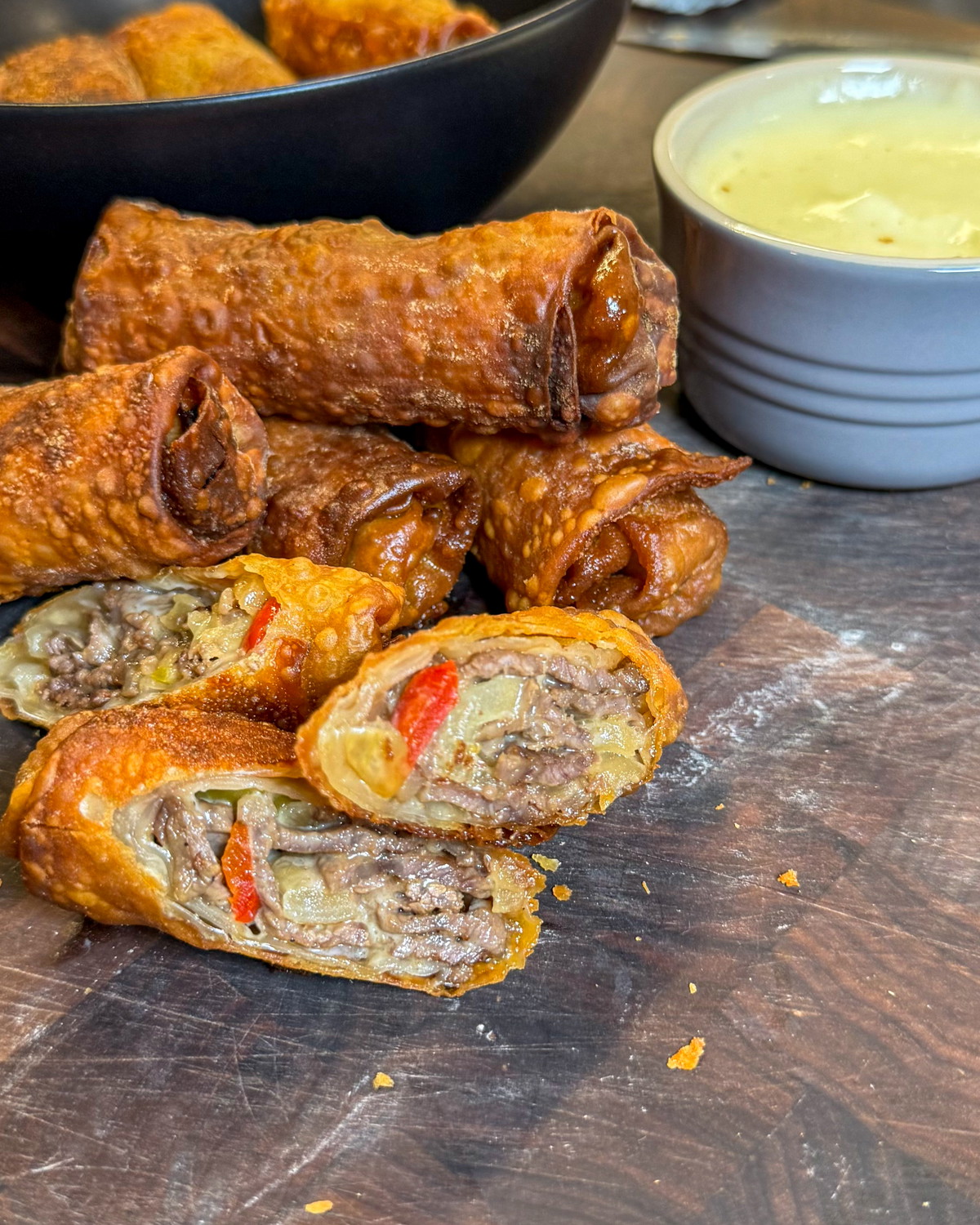 Italian Cheesesteak Egg Rolls
