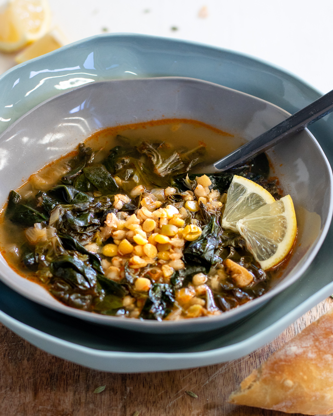 Image of Silverbeet spinach and lentil soup