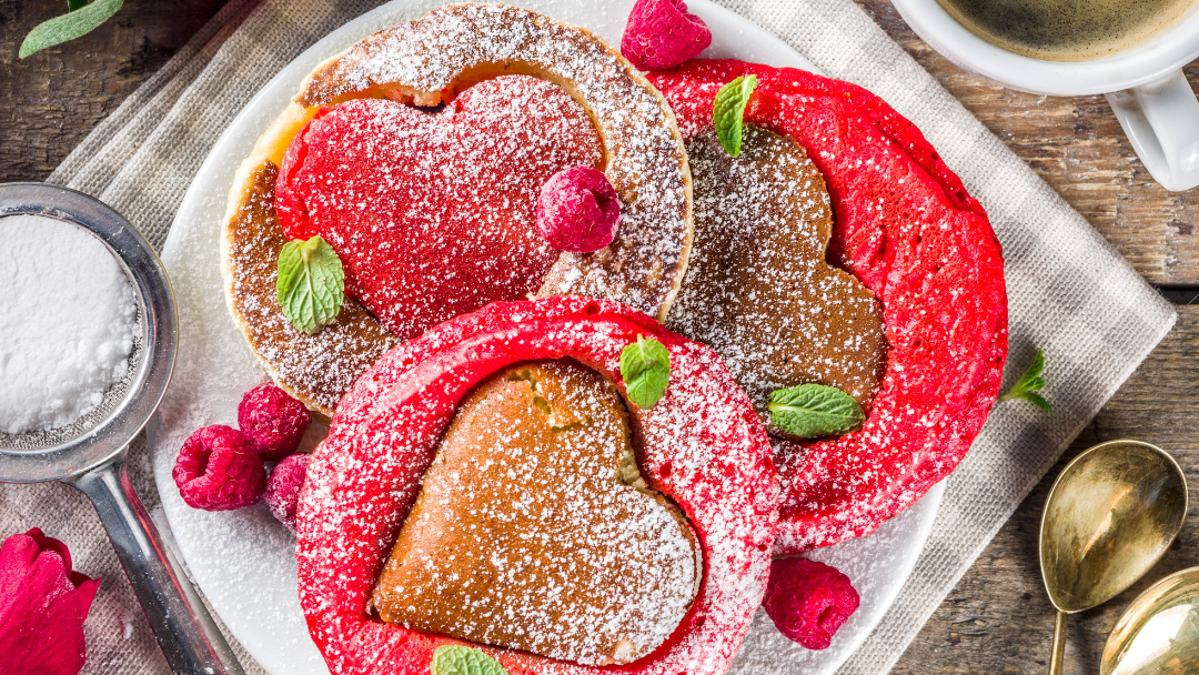 Image of Heart-Shaped Cassava Flour Pancakes