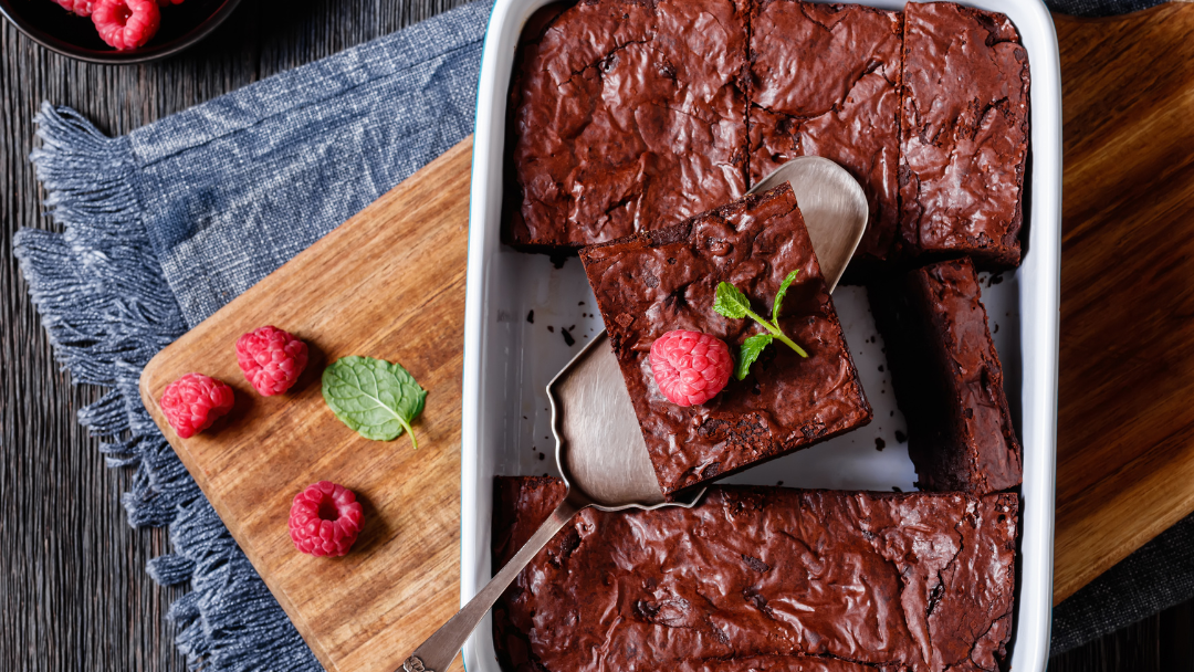 Image of Gluten-Free Banana Flour Brownie Bites with Raspberry Glaze