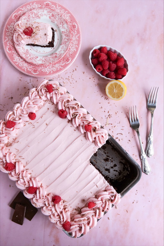 Image of Espresso Chocolate Cake with Heavenly Raspberry Cream Cheese Frosting