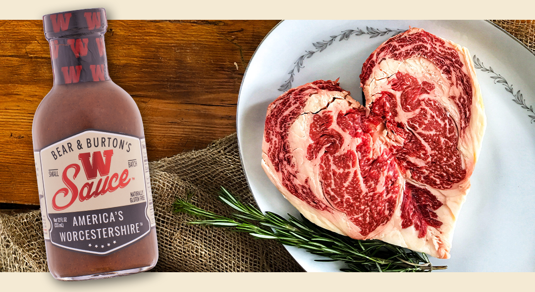 Bear & Burton’s W Sauce Heart-Shaped Ribeye with Fireshire Butter