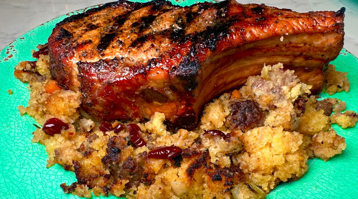 Savory Cornbread Stuffing with Sausage & Cranberries