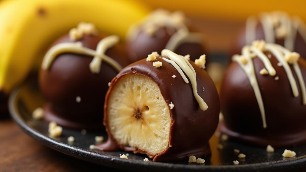 Image of Choc Dipped Banana Protein Balls (Vegan)