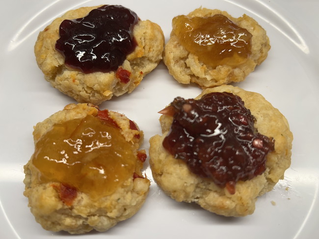 Image of Spicy-Sweet Pimento Cheese Thumbprint Crackers