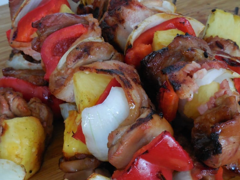 Hawaiian Chicken and Bacon Skewers