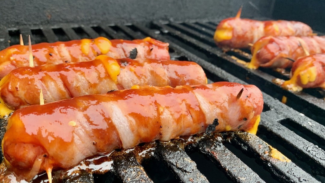 Image of Bacon Wrapped Cheese Stuffed Hot Dogs