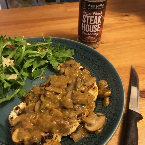 Cauliflower Steaks with Mushroom Gravy