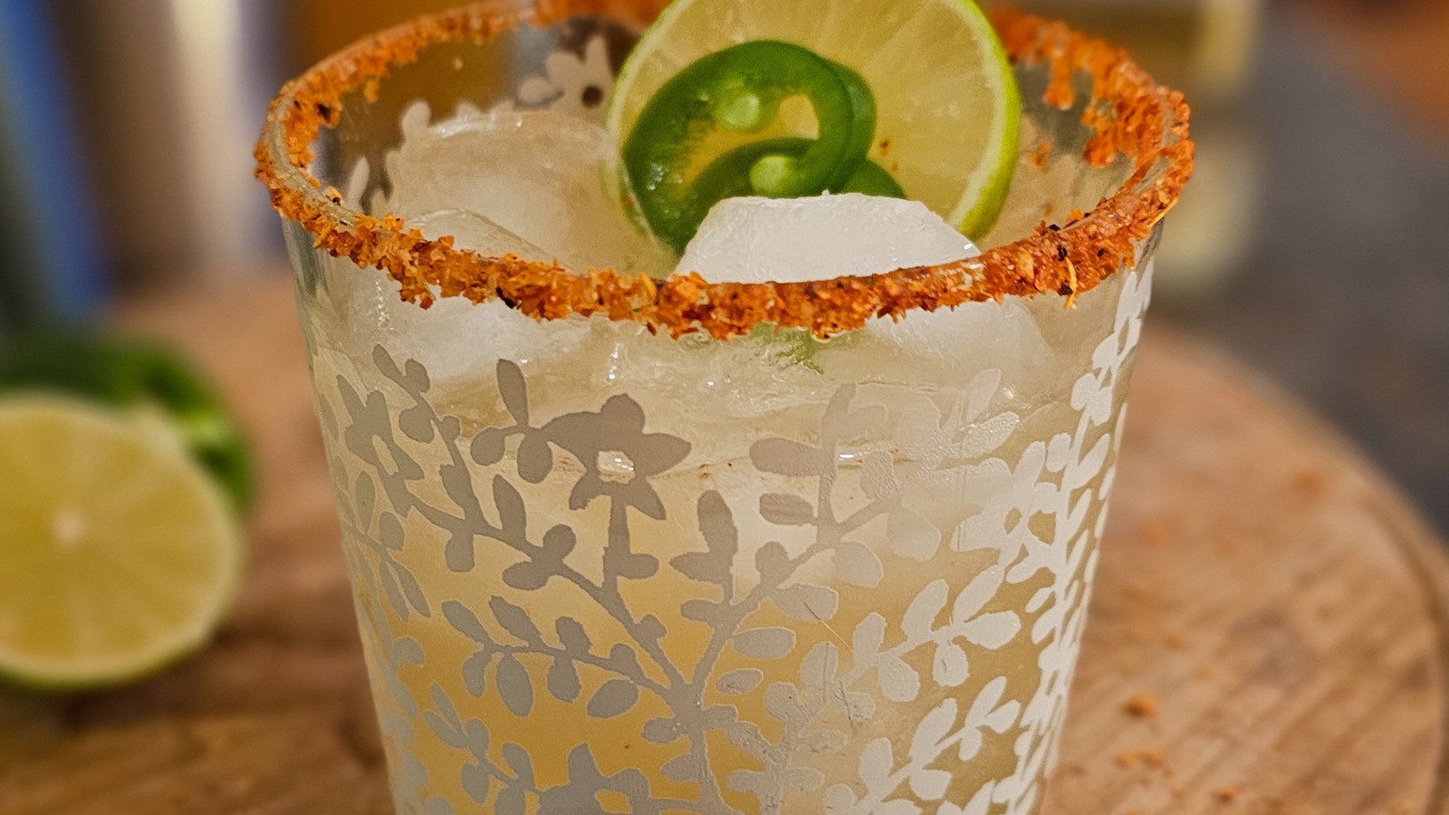 Image of Smoked Lime Margarita Recipe with Tajín & Jalapeño Garnish