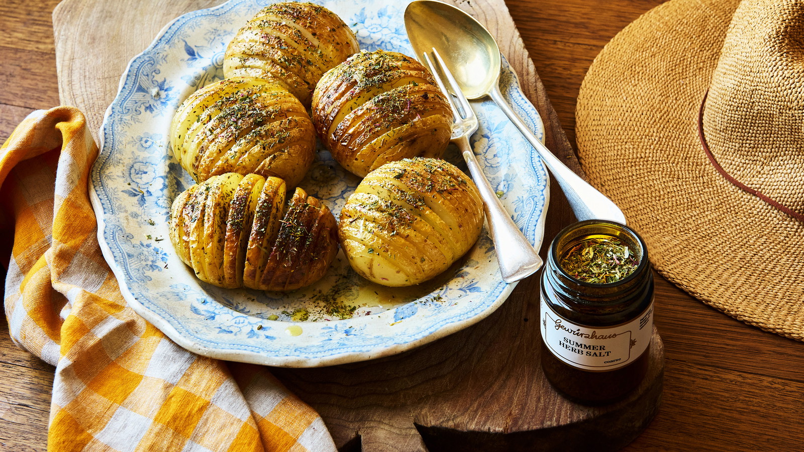 Image of Hasselback Summer Herb Salt Potatoes