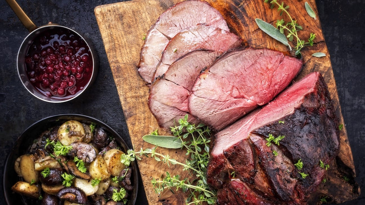 Traditional frozen moose roast