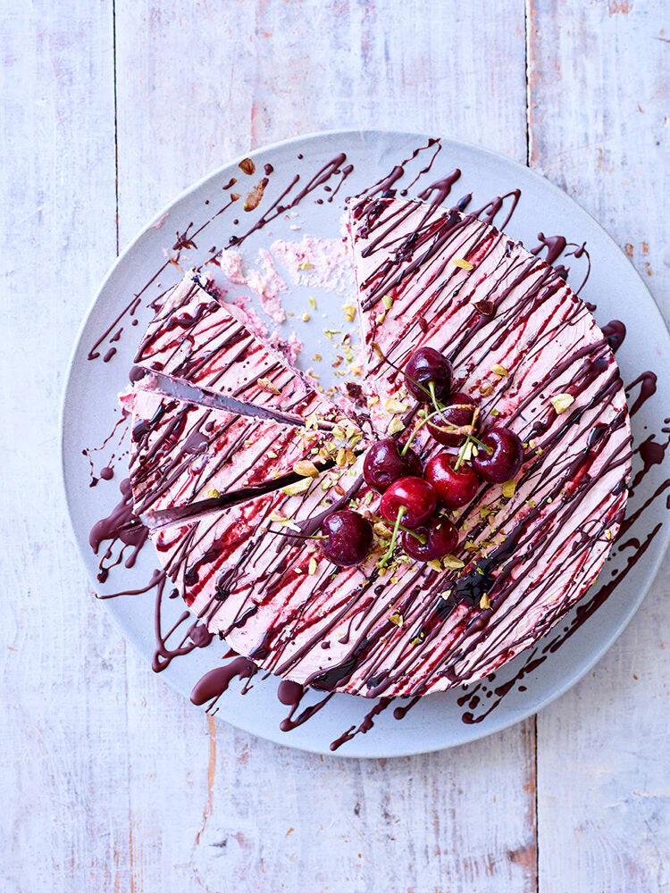 Black Cherry, Chocolate & Meringue Ice Cream Cake