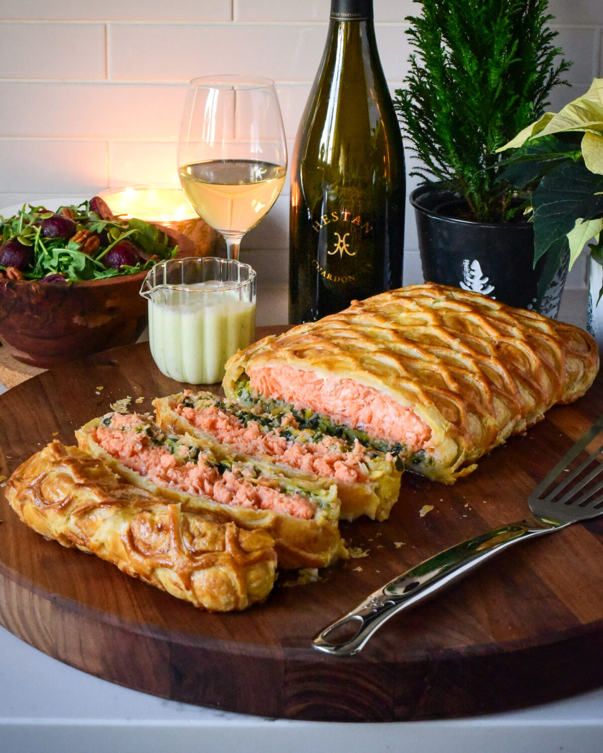 Salmon en Croûte with Leeks